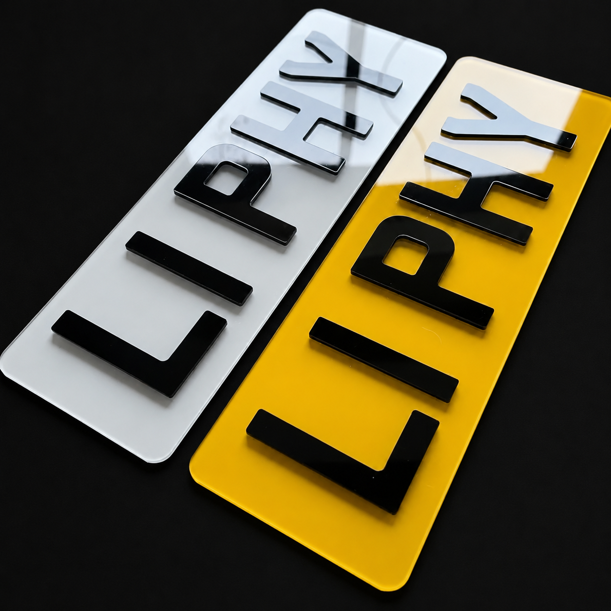 4D Short 3MM Acrylic Number Plates (Pair)